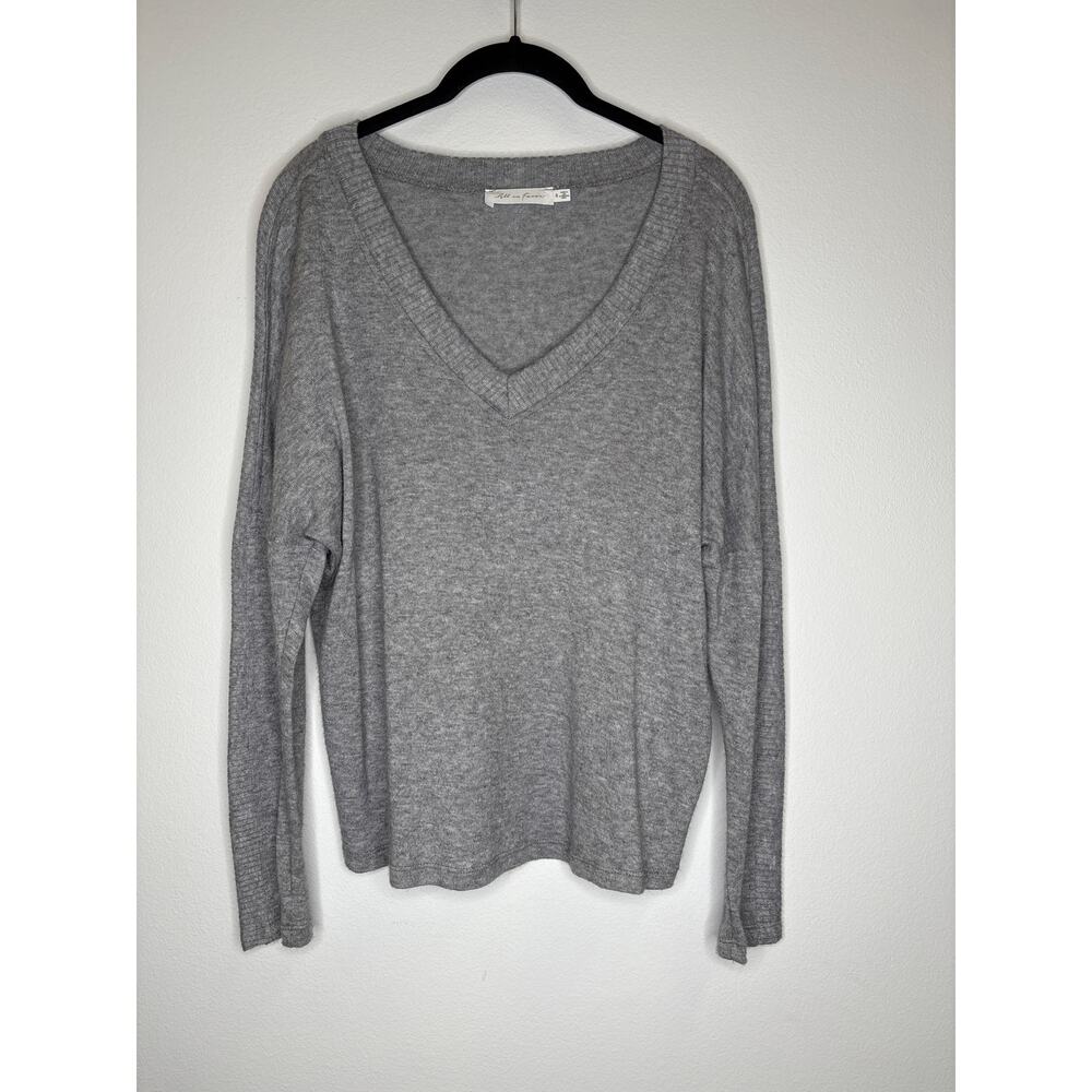 All in favor, gray V-neck soft sweater